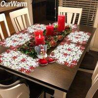 OurWarm 4Pcs Christmas Table Napkin Dinner Cover Placemat On The Table TableCloth Christmas Decoration For Home New Year 2019