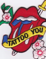 iron on patch Embroidery Rolling Stones Tattoo You Band Music Cult 7.5x6cm เพลง วงดนตรี ตัวรีด เย็บติดผ้าประเทศไทย โลโก้ปัก มีกาวสำหรับรีด ตกแต่งเสื้อผ้า