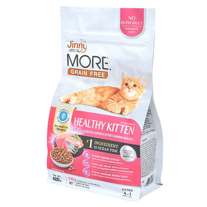 jinny-more-อาหารแมว-จินนี่-เม็ดกรอบ-สูตร-grain-free-ลดอาการแพ้-ควบคุมโซเดียม-ลดก้อนขน-ขนาด-400g