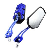 1 Pair Motorcycle Handlebar Rearview Mirror Aluminum Alloy Reversing Mirror Reflector Modified Accessories (Blue)