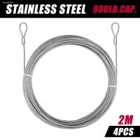 ✓✒ 4PCS 2M 304 Stainless Steel Wire Canopy Rope Fishing Lifting Cable Clothesline Diameter 2mm Shade Sail Awning Rustproof Kit