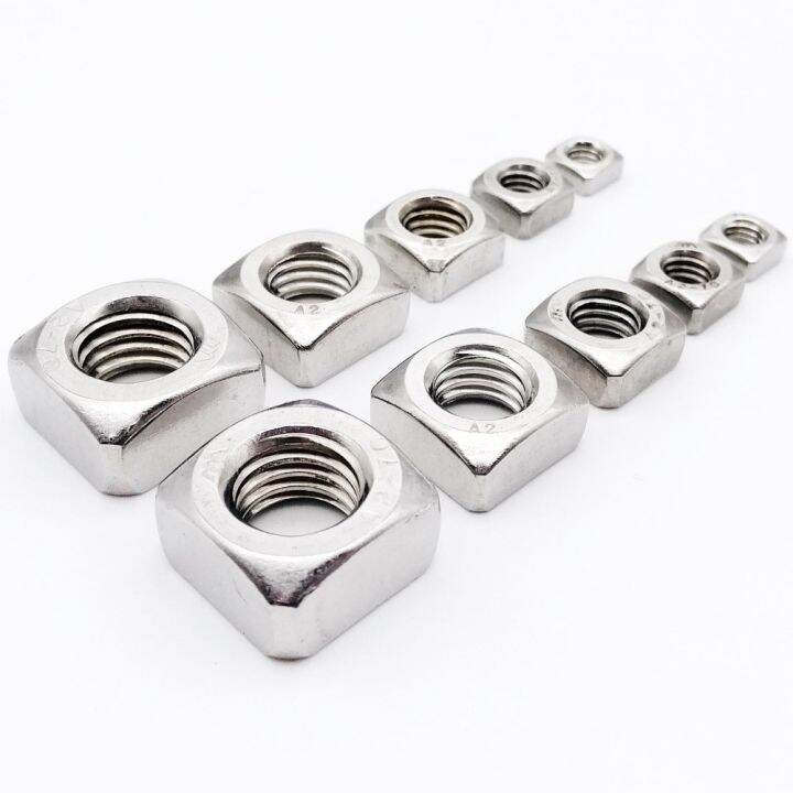 Square Nuts - A2-70 & 304 Stainless Steel - DIN557 Standard - Sizes M3, M4, M5, M6, M8, M10