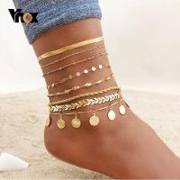 【CW】✗㍿◐  Vnox 1/2/3pcs/set Gold Color Chain Anklets Women Leg Chains Ankle Beach Foot Jewelry Holidays Accessories