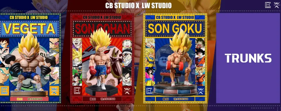 Anime Dragon Ball Estatueta GK Primo Irmão Muscle Fitness Series Son Gohan  Vegeta Figura de Ação