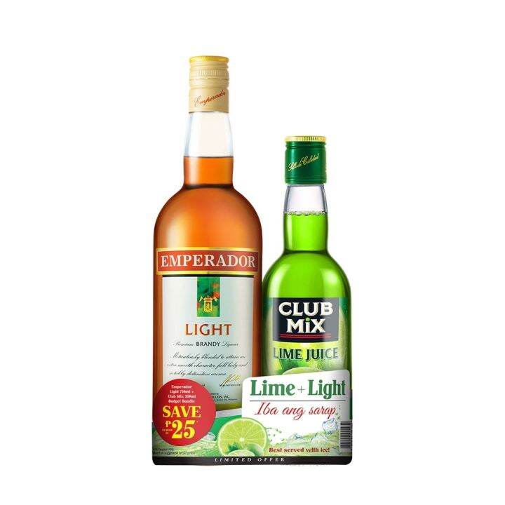 HOT Emperador Light Brandy 750ml With Club Mix Lime 350ml Bundle Pack