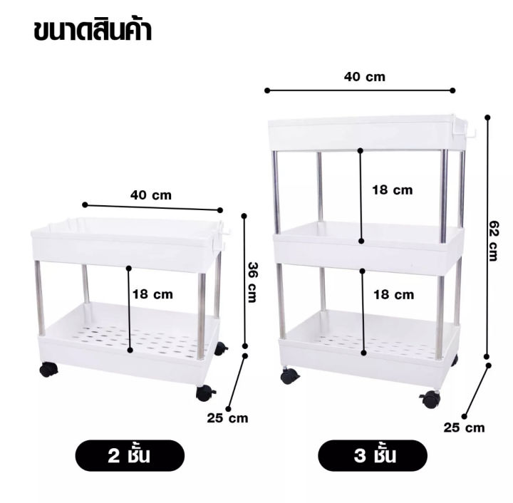 home-thaiถูกที่สุด-ชั้นวางของพลาสติก-โครงสแตนเลส-2-3-4-5ชั้น-มีล้อเลื่อน-ชั้นวางของในครัว-ห้องน้ำ-พร้อมตะขอและล้อเลื่อน