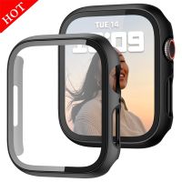 Tempered Glass+cover For Apple Watch 8 44mm 40mm 42mm 38mm 41mm 45mm PC bumper Screen Protector Case iWatch series 7 6 5 4 3 se