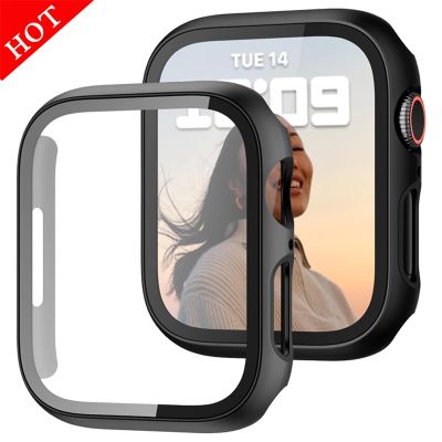 Tempered Glass+cover For Apple Watch 8 44mm 40mm 42mm 38mm 41mm 45mm PC bumper Screen Protector Case iWatch series 7 6 5 4 3 se Cases Cases