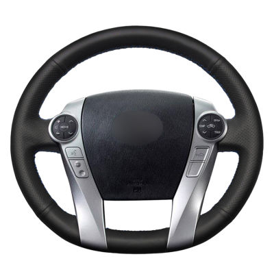 Hand-sewing Black PU Artificial Leather Car Steering Wheel Covers Wrap for Toyota Prius 30 XW30 2009-2015 Prius C US 2012-2017