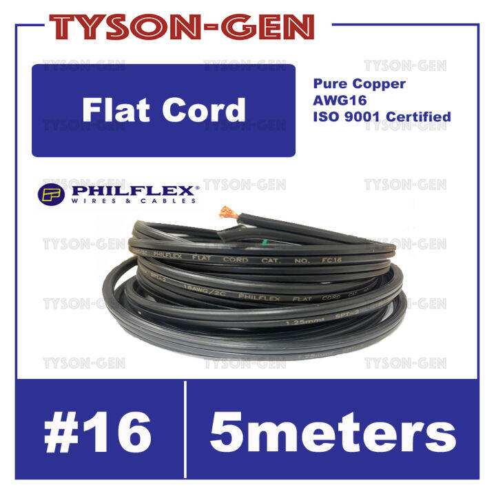 Philflex Flat Cord Wire 16 AWG 16 Pure Copper color black or white