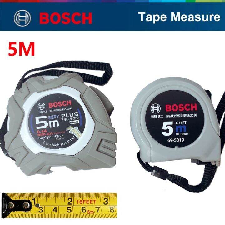 BOSCH 5M Tape Measure Retractable Metric Unit Soft Ruler High Precision DIY Work Measuring Tool