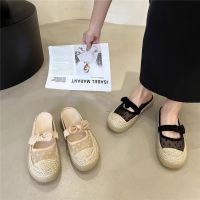 Web celebrity fairy wind half slippers female pregnant women summer fisherman lazy summer shoes comfortable soft bottom baotou sandals