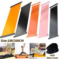 140/180cm Yoga Sliding Mat Sports Fitness Glide Plate Skating Training Mat for Ice Hockey Roller Skating Leg Core Exercise