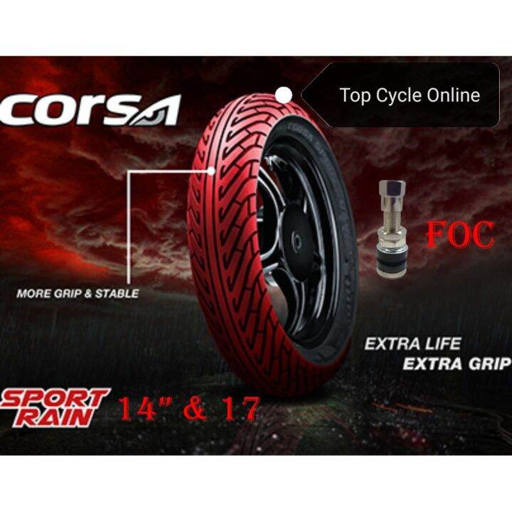 NEW 🏍️2022 Year Corsa Sport Rain 14 17 🆓 Tubeless Valve 70/9017 80/90