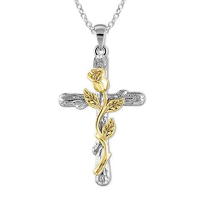 JDY6H 4 Colors Natural Flower Plant Cross Pendant Chain Necklace Jewelry Gift For Women