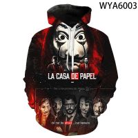 2023 style Sweatshirts La Casa De Papel Pullover Long Sleeve 3D Printed Men Women ren Hoodies Streetwear    Casual Tops，can be customization