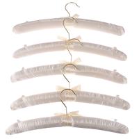 [HOT GELLXKOWOIGHIO 527] 5Pcs 38Cm Beige/ White Satin Padded Top Hangers Clothes Coat Top Grade Hanger Gold Hook