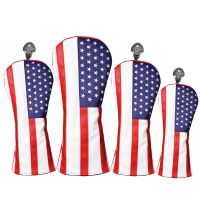 USA Flag Golf Driver Head Covers PU Leather Fairway Woods Hybrid Headcovers For Man Women