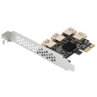 【SMART ELEC 】 New 4 Ports PCIe Riser Adapter Board PCI-E 1x to 4 USB 3.0 PCI-E Rabbet GPU Riser Extender Ethereum ETH/Monero XMR/Zcash ZEC 16X External Slot Card Multiplier for Miner Mining BTC