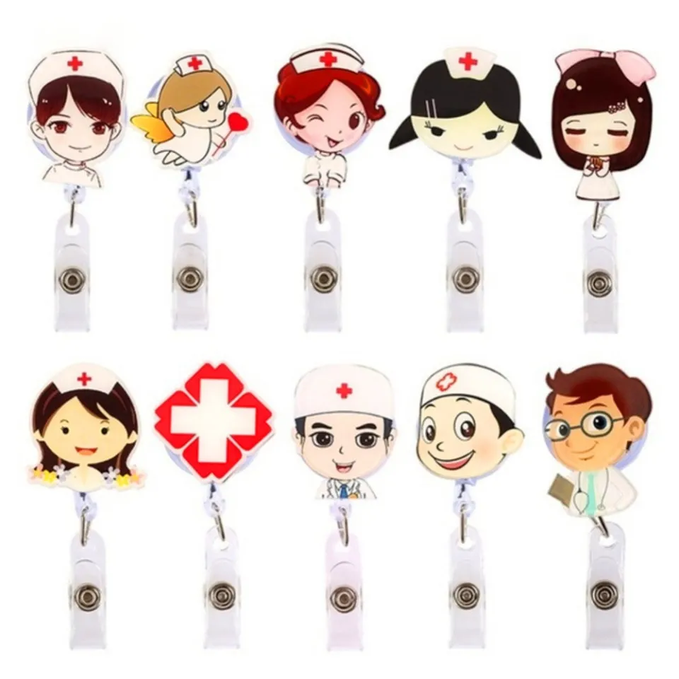 81RCW Nurse 1PC Retractable Badge Reel ID Name Card Clips Office Supplies  Name Card Holder Card Holder Clip Badge Holder Clip