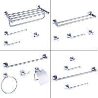 Chrome Perforated Towel Rack Shelf Simple Stainless Steel Bathroom Accessories Single Rod Double Rod Hardware Pendant Set