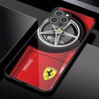 เคสสำหรับไอโฟนโทรศัพท์กันกระแทก Ferrari 14 /Pro/plus/Pro Max/ 13/12/11-กระจกป้องกัน