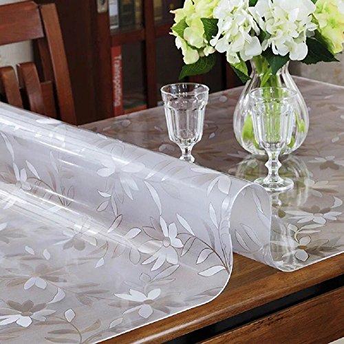 8ft Long Kitchen Wood Grain Vinyl Tablecloth Cover Rectangular Non-Slip Plastic Table Protective Pads LovePads 2.0mm Thick 48 x 96 Inches Frosted Table Protector for Dining Room Table 