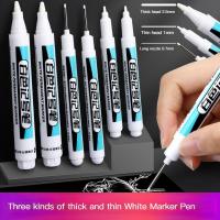 Set Pulpen สีถาวรสีขาว1/5ชิ้นสำหรับงานไม้หินพลาสติกหนังแก้วโลหะผ้าใบเซรามิกหลุมลึก0.7มม.