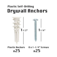 25 Set Drywall Anchor Kit With Screws พร้อมสกรูชุด Anchors and Screws kit wall plug anchor พุกพลาสติก ปุ๊ก ปุ๊กพลาสติก ยิปซั่มขันเข้าผนังได้เลยไม่ต้องเจาะรู ยึดแน่น