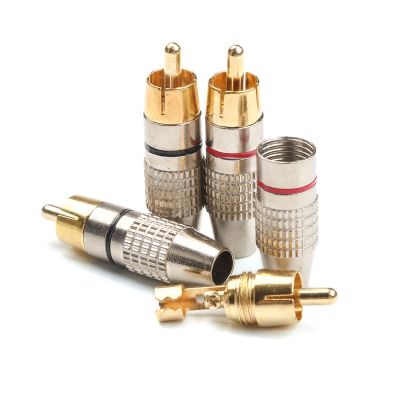 4Pcs RCA Banana Plug 6.3mm Male Self-Locking Lotus Wire Connectors Speaker Audio Adapter Kit