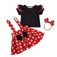 COD hjzfk0 NNJXD Dress Baby Girl New Summer Childrens Clothing Minnie Dots Short T-shirt Bow Skirt 2pcs suit 1 3 5 years