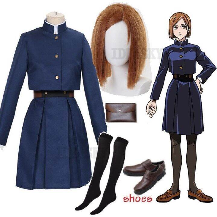 anime-jujutsu-kaisen-cosplay-costume-kugisaki-nobara-wig-waist-bag-dress-halloween-christmas-party-uniform-girls-women-wig-shoes