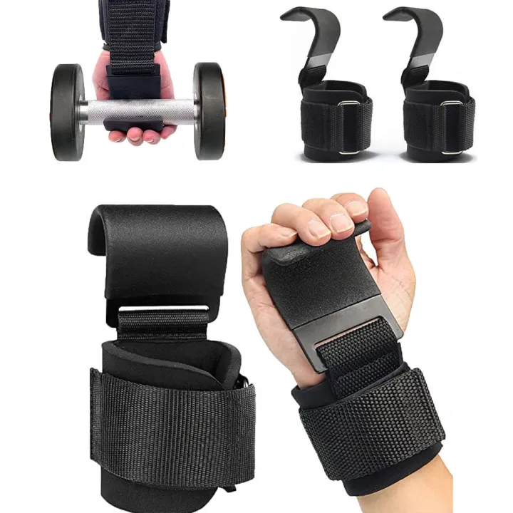 Weight Lift Hooks HandBar Wrist Straps Pullups Power Training Grip