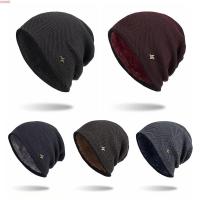 UUMIR Unisex ผ้าฟลีซซับใน หนา ของแข็ง Gorros หมวกบีนนี่ผู้ชาย หมวกถักสาย หมวกอุ่นฤดูหนาว หมวกหัวกะโหลก