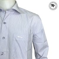 Jaguar เสื้อเชิ้ตผู้ชาย แขนยาว ลายทางตรง สีกรม ทรงเข้ารูป(Slim Fit) JNJF-3037-0-NV