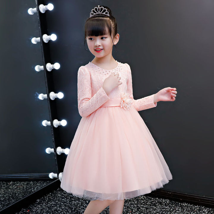children-party-dress-flower-girl-long-sleeved-ball-gown-birthday-gift-mesh-robe-wedding-evening-clothes