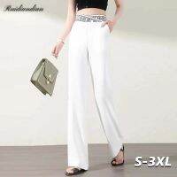 CODadoqkxDGE Ruidiandian Womens Wide-leg Pants Womens High-waisted Wide-leg Pants Lettering Elastic Waist Straight-leg Pants Loose Pants Plus Size 2022 New