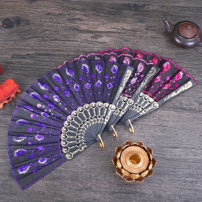 Dancing Fans Wedding Folding Hand Fan Dance Props Mariage Home Ornaments Embroidered Vintage Fashion
