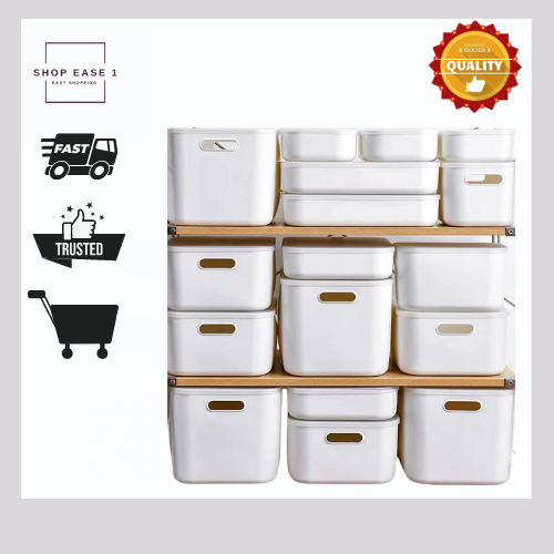 JapaneseStyle White Storage with lid Basket Muji Shelf Organizer