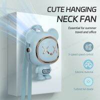 Small Personal Fan Bear Hanging Neck Fan Rechargeable 3 Speed Cute Ventilador Home Air Conditioner Camping Travel