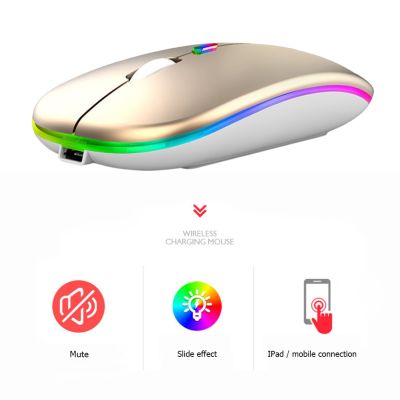【การขาย】ไร้สายเมาส์ RGB ที่รองรับบลูทูธแบบชาร์จไฟได้สำหรับแล็ปท็อปคอมพิวเตอร์ไร้สาย Silent Mause Led Ergonomic PC Gaming Mouse
