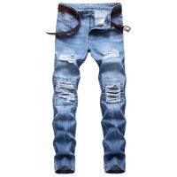 Denim Designer Hole MOTO BIKE Jeans High Quality Ripped For Men Size 28-38 40 42 2022 Autumn Spring HIP HOP Punk Streetwear