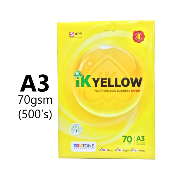 IK Yellow A3 Paper 500’s 70gsm / Kertas A4 Putih / Kertas Fotostat /A3 ...