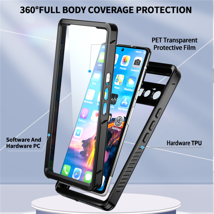 fashion2023ip68กันน้ำกันฝุ่นฝาครอบใสสำหรับ-pixel-6-pro-5g-กรณีดำน้ำกลางแจ้งหรูหรากันกระแทกเคสศัพท์-coque-fundas