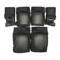 7pcs Kit Black Velcro Skateboard Ice Roller Skiing Skating Protective Gear Elbow Pads Wrist Guard Cycling Riding Knee Protector