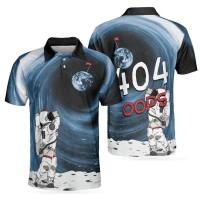 2023 new arrive- Mens astronaut golfing outer space 404 oops Mens 3D overprint polo shirt