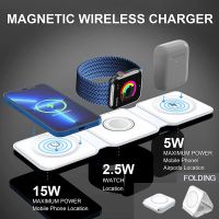 ZZOOI 15W Magnetic Wireless Charger for Iphone 13 12 11 XR 8 Apple Airpod Pro iWatch 3In1 Portable Foldable Fast Charging Station Dock