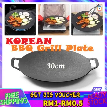 Cast Iron Roti Tawa, Double Handled Cast Iron Crepe Pan For Dosa Tortillas,  Nonstick Round Griddle Grill Pan For Bbq, Round Bbq Griddlewith Handle,  Outdoor Indoor Grill Pan, Multifunctional Stove Plate For