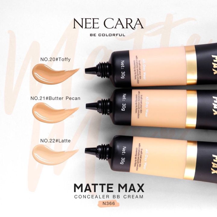 nee-cara-นีคาร่า-บีบีครีม-เนื้อนุ่ม-คุมมัน-ไม่เป็นคราบ-n366-nee-cara-matte-max-concealer-bb-cream