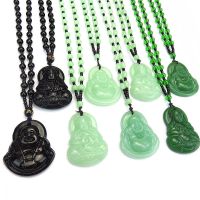 Black Green Buddha Pendant Necklaces Women Amulet Chinese Style Maitreya Necklace Jewelry New Style Drop Shipping